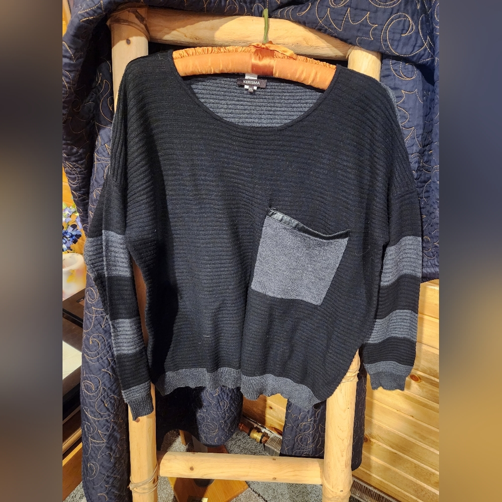 Kerisma Black and Gray Scoop Neck Sweater